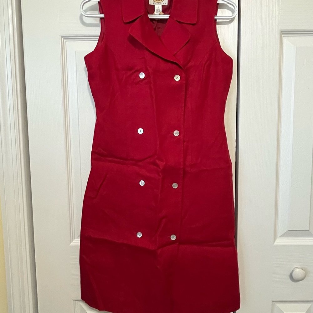 Talbots Red Button-Down Mini Dress - image 1